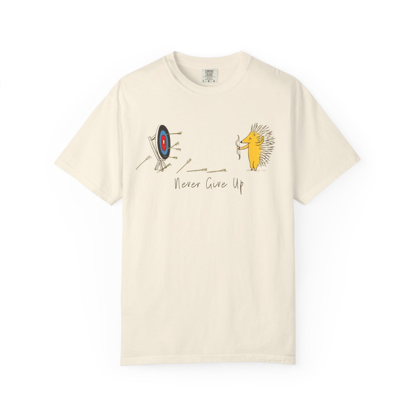 Motivational T-Shirt with Hedgehog Design, Unisex Graphic Tee, Gift for Friends, 'Never Give Up' Apparel, Perfect for Casual Wear, [...]