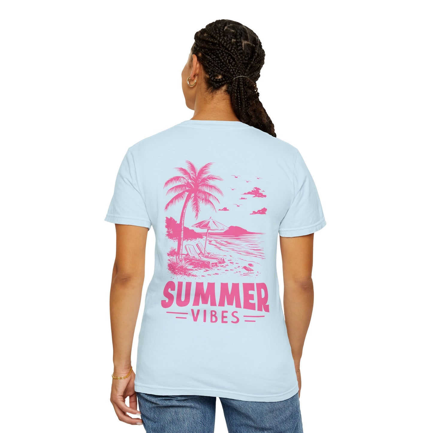 Summer Vibes Unisex Garment-Dyed T-shirt - Retro Beach Graphic