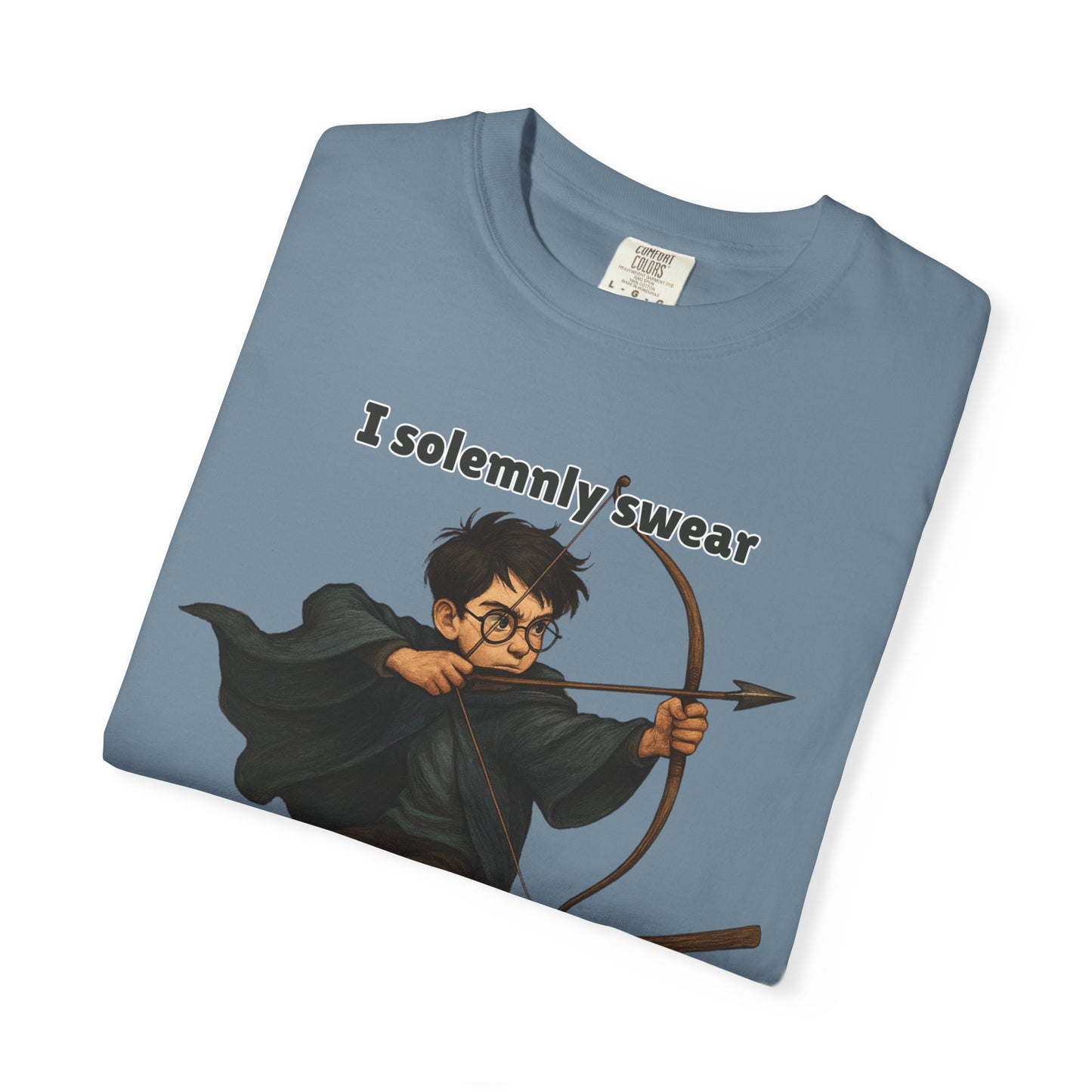 Humorous Wizard Archery T-Shirt, Quirky Gift for Fans, Magic Lover Tee, Cartoon Character Shirt, Ideal for Birthdays & Events