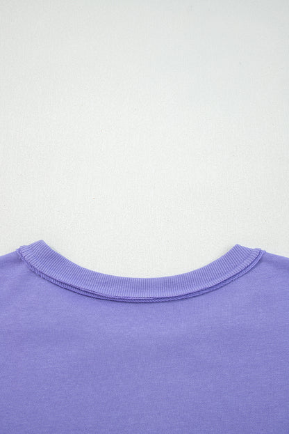 Wisteria Floral Applique Baggy Pullover Sweatshirt