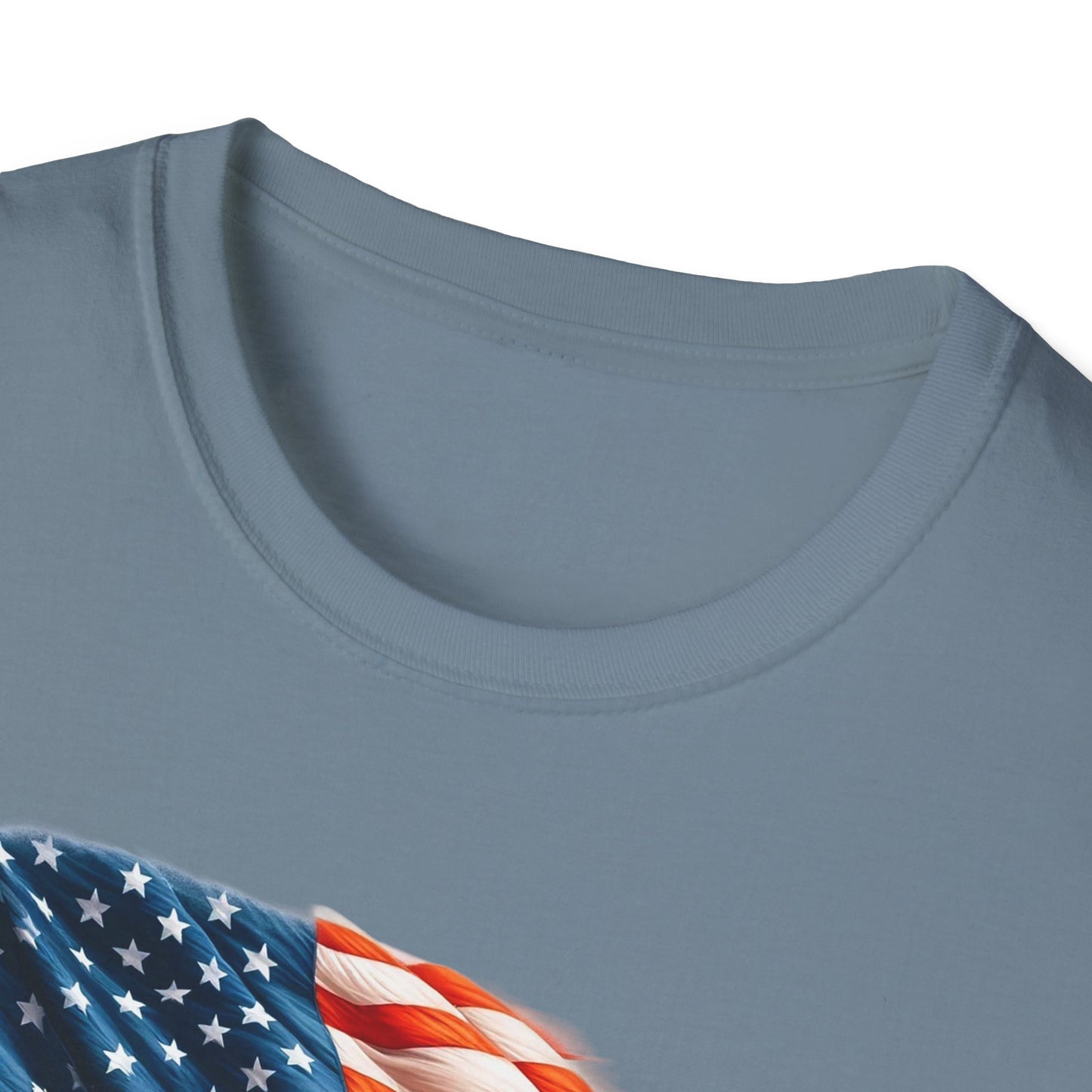 Patriotic Men's T-Shirt with Blue Crab and American Flag Design