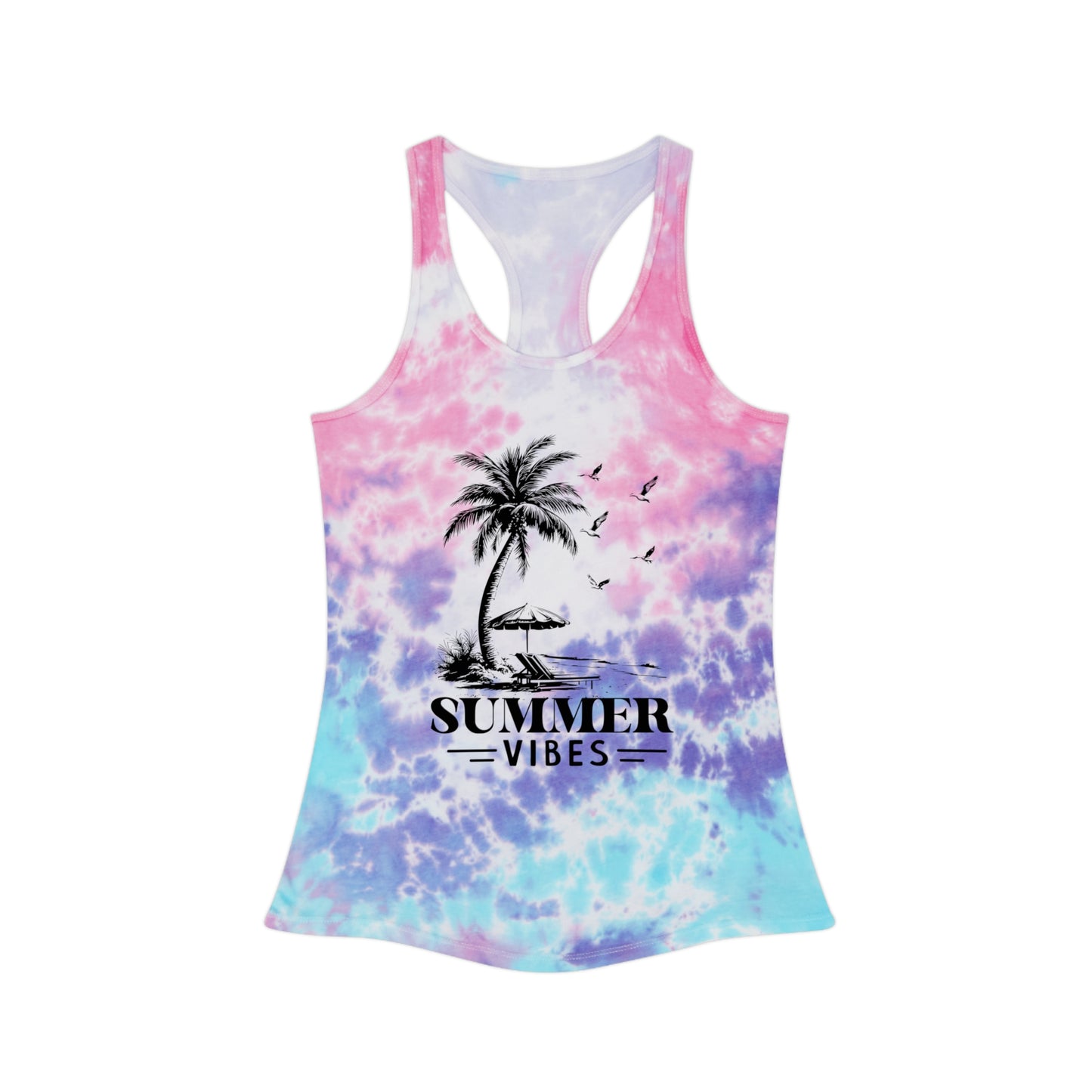 Summer Vibes Tie Dye Racerback Tank Top for Beach Days