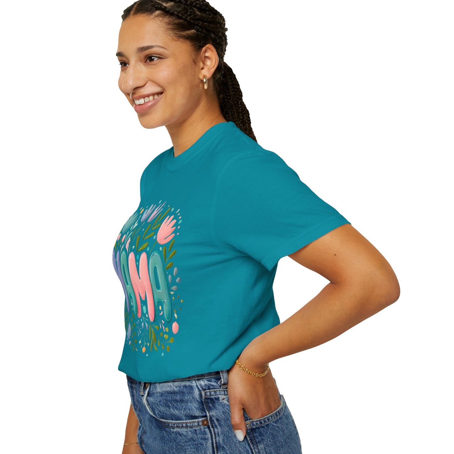 Floral Mama T-Shirt - Unisex Garment-Dyed Tee for Mother's Day