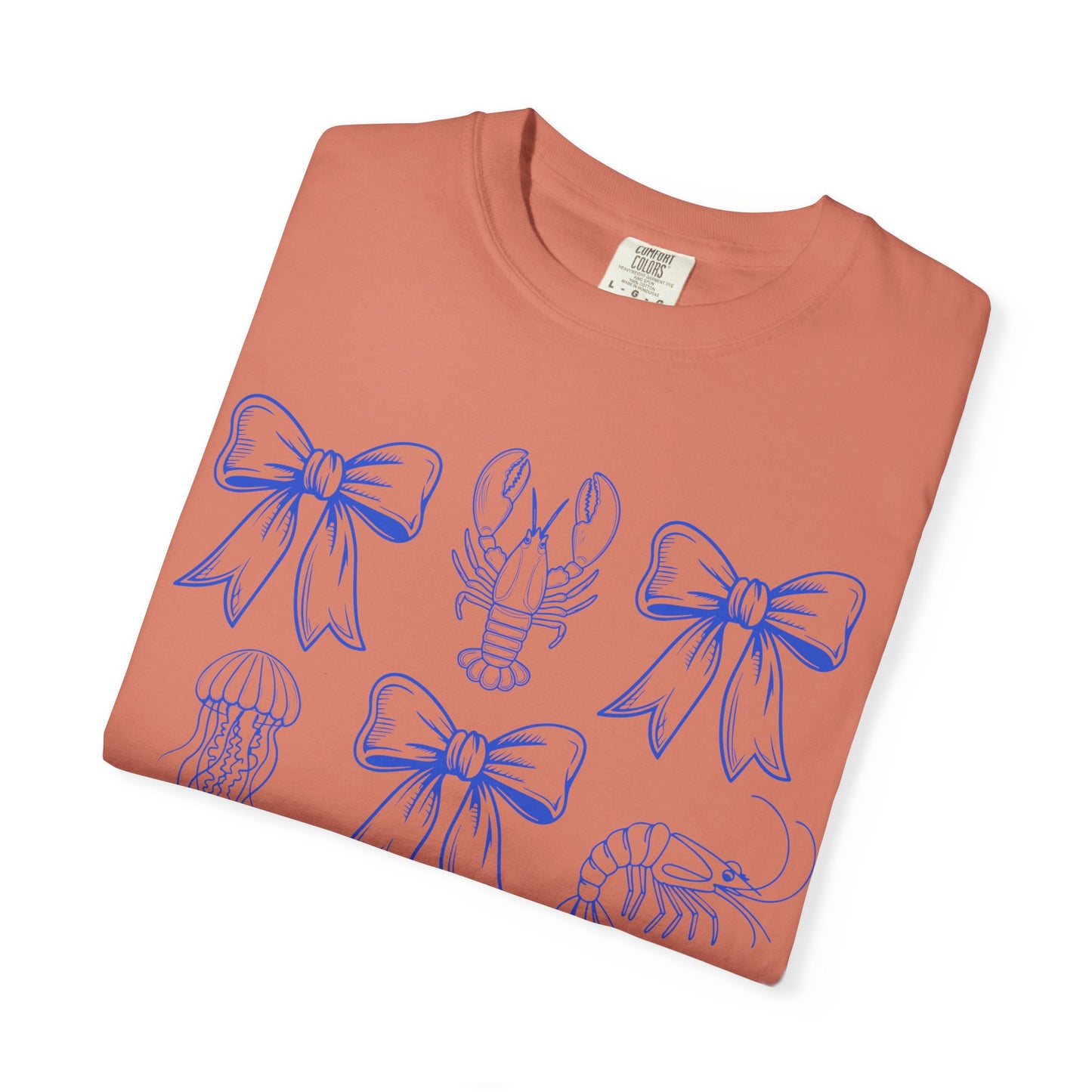 Coastal Charm Unisex Garment-Dyed T-Shirt with Nautical Bows