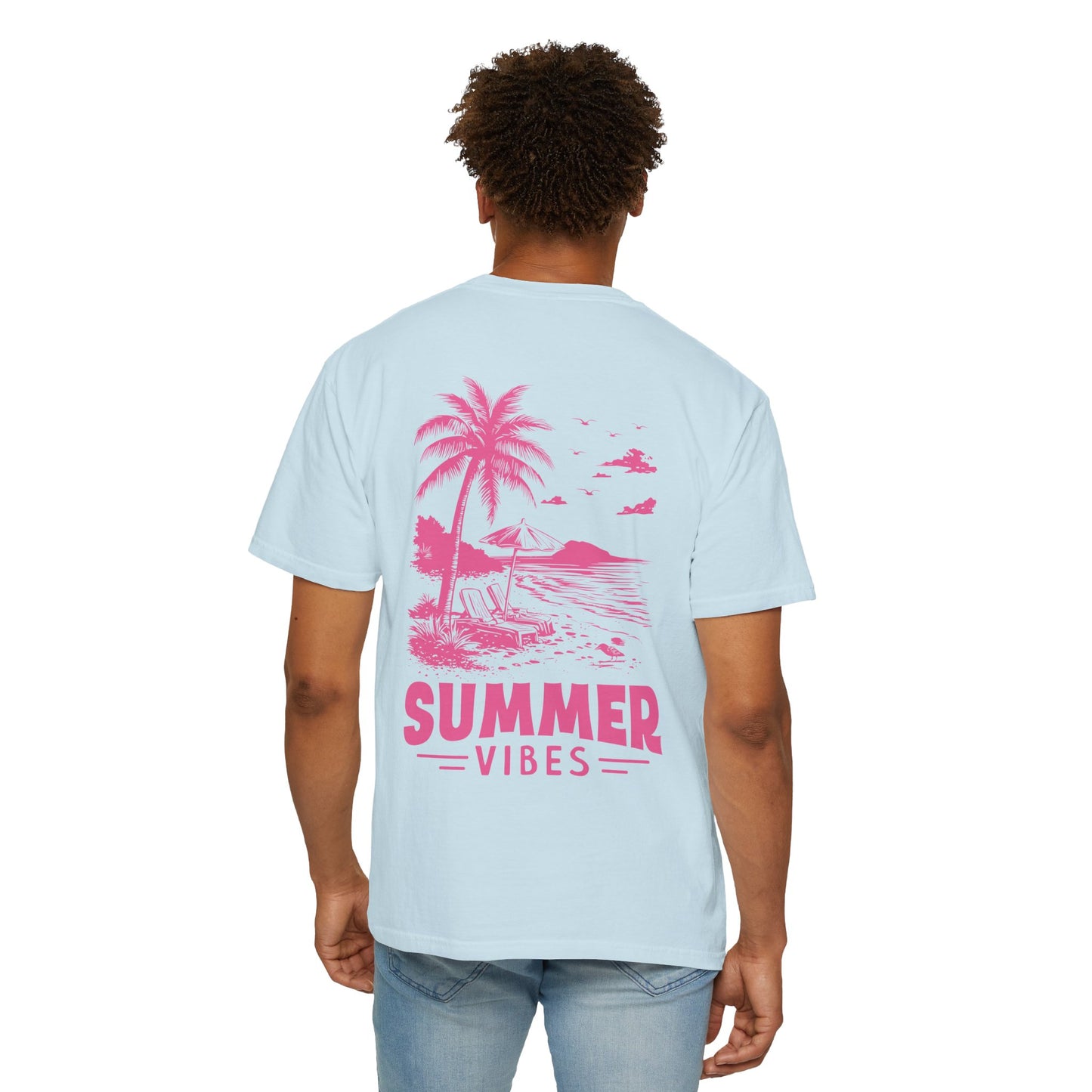 Summer Vibes Unisex Garment-Dyed T-shirt - Retro Beach Graphic