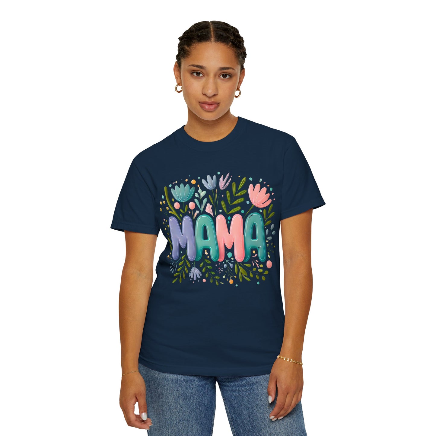Floral Mama T-Shirt - Unisex Garment-Dyed Tee for Mother's Day