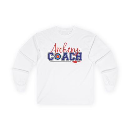 Archery Coach Long Sleeve Tee, Gift for Coaches, Sportswear, Team Apparel, Archery Lover Gift, Casual Everyday Wear