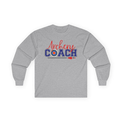 Archery Coach Long Sleeve Tee, Gift for Coaches, Sportswear, Team Apparel, Archery Lover Gift, Casual Everyday Wear