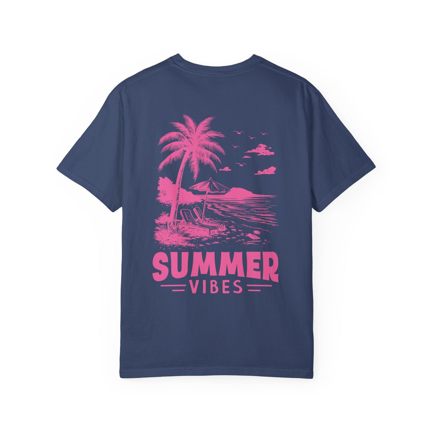 Summer Vibes Unisex Garment-Dyed T-shirt - Retro Beach Graphic