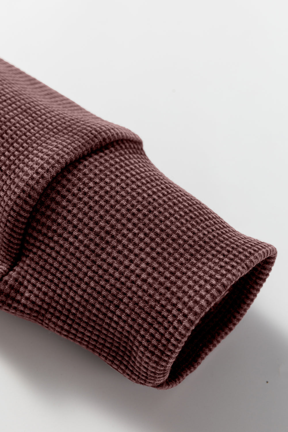 Dark Brown Waffle Knit Patchwork Long Sleeve Loose Top