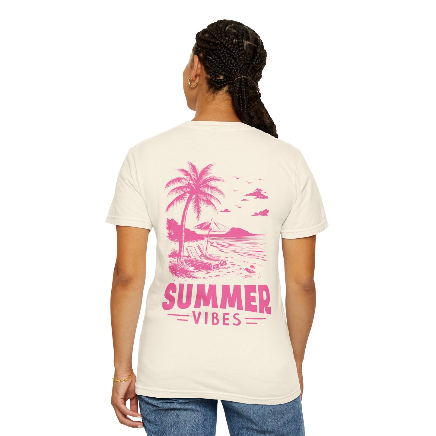 Summer Vibes Unisex Garment-Dyed T-shirt - Retro Beach Graphic