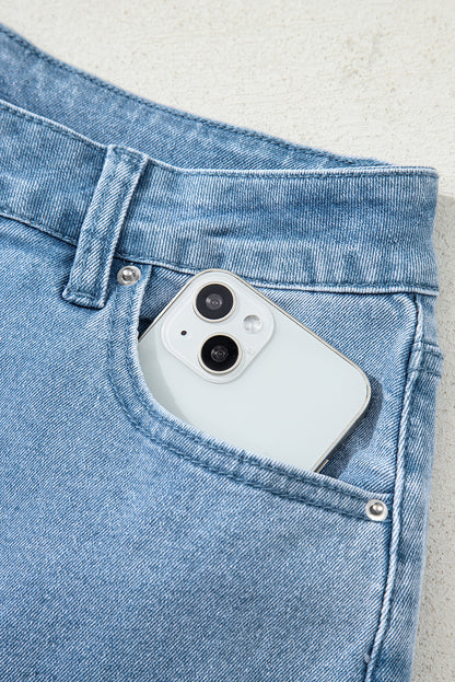 Myosotis Acid Washed High Rise Cropped Wide Leg Jeans