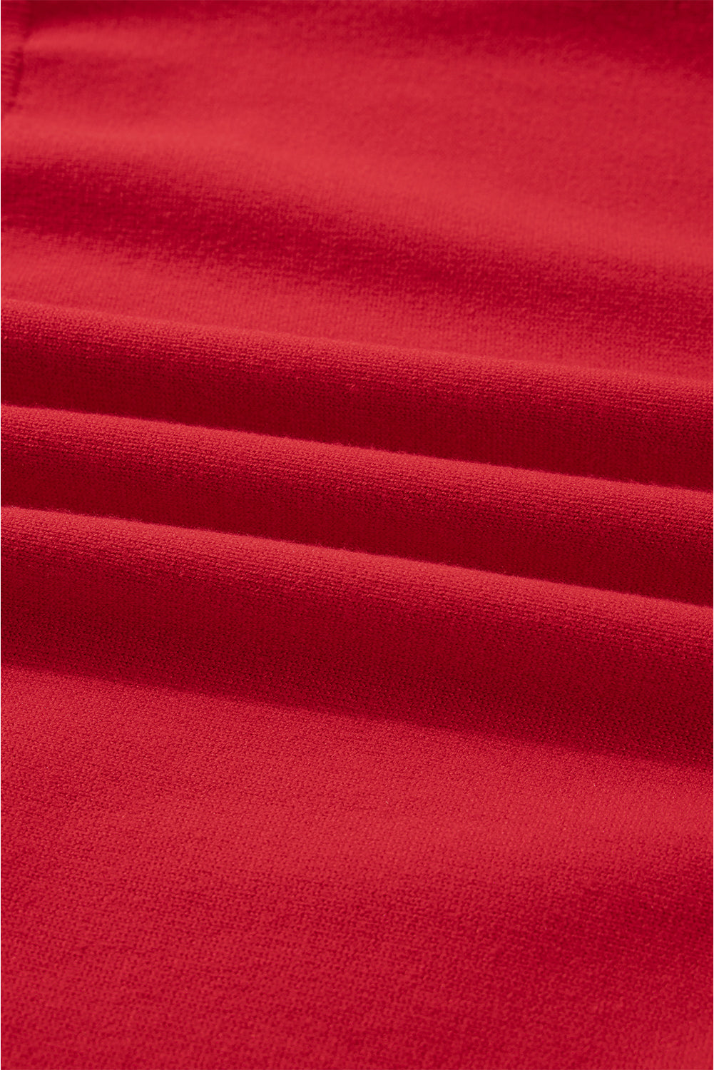 Racing Red Pearl Embellished Double Ruffle Short Sleeve Sweater