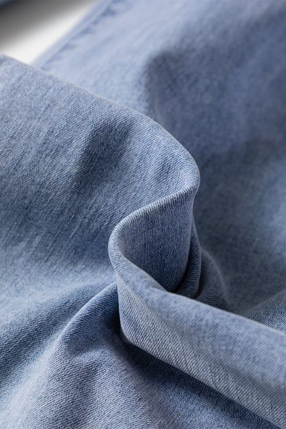 Beau Blue High Waist Button Zip Fly Bell Bottom Jeans