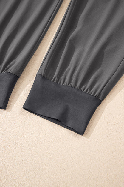 Medium Grey Elastic High Waist Pocketed Cargo Jogger Pants