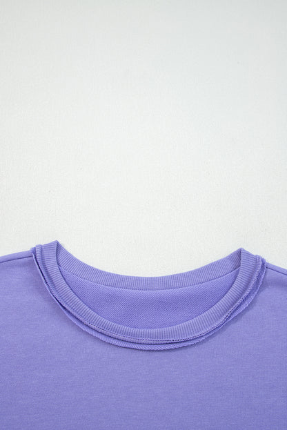 Wisteria Floral Applique Baggy Pullover Sweatshirt