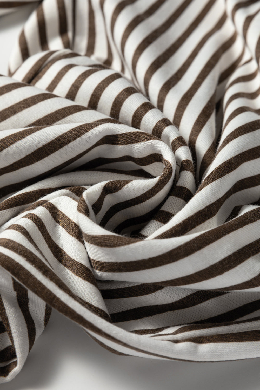 Brown Stripe Elastic High Waist Pocketed Loose Pants