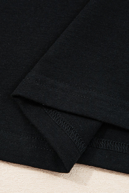 Black Lace Long Sleeve Insert Drop Shoulder Tee