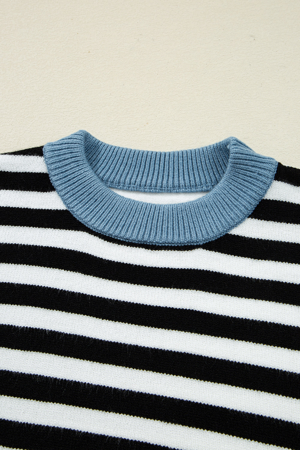 Color black Striped Panels Colorblock Sleeve Chic Sweater