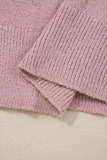 Pink Stripe Ribbed Edge Drop Shoulder Sweater