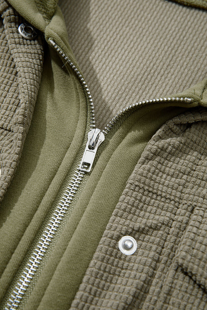 Laurel Green 2 in 1 Thermal Knit Textured Hooded Jacket